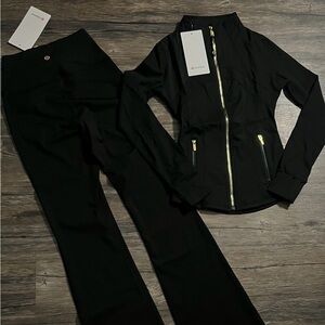 Black Lululemon Womens Set With Gold Zippers